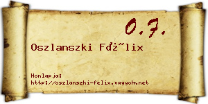 Oszlanszki Félix névjegykártya
