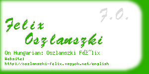 felix oszlanszki business card